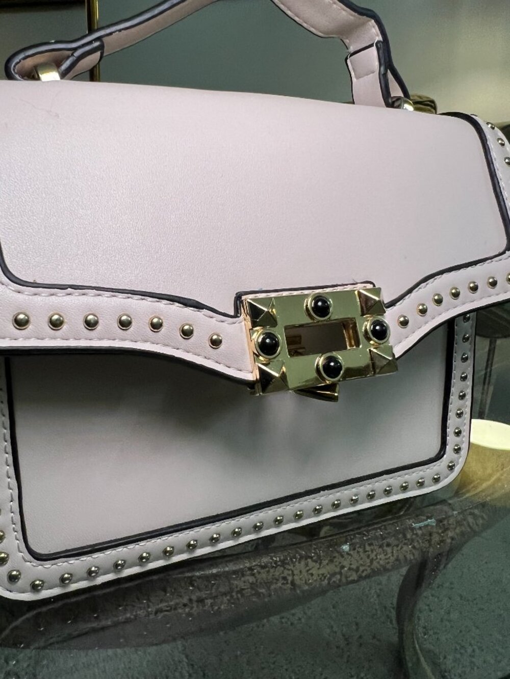 NEW- Studded Cream Vintage Style Hand/Shoulder Bag - Picture 3 of 10